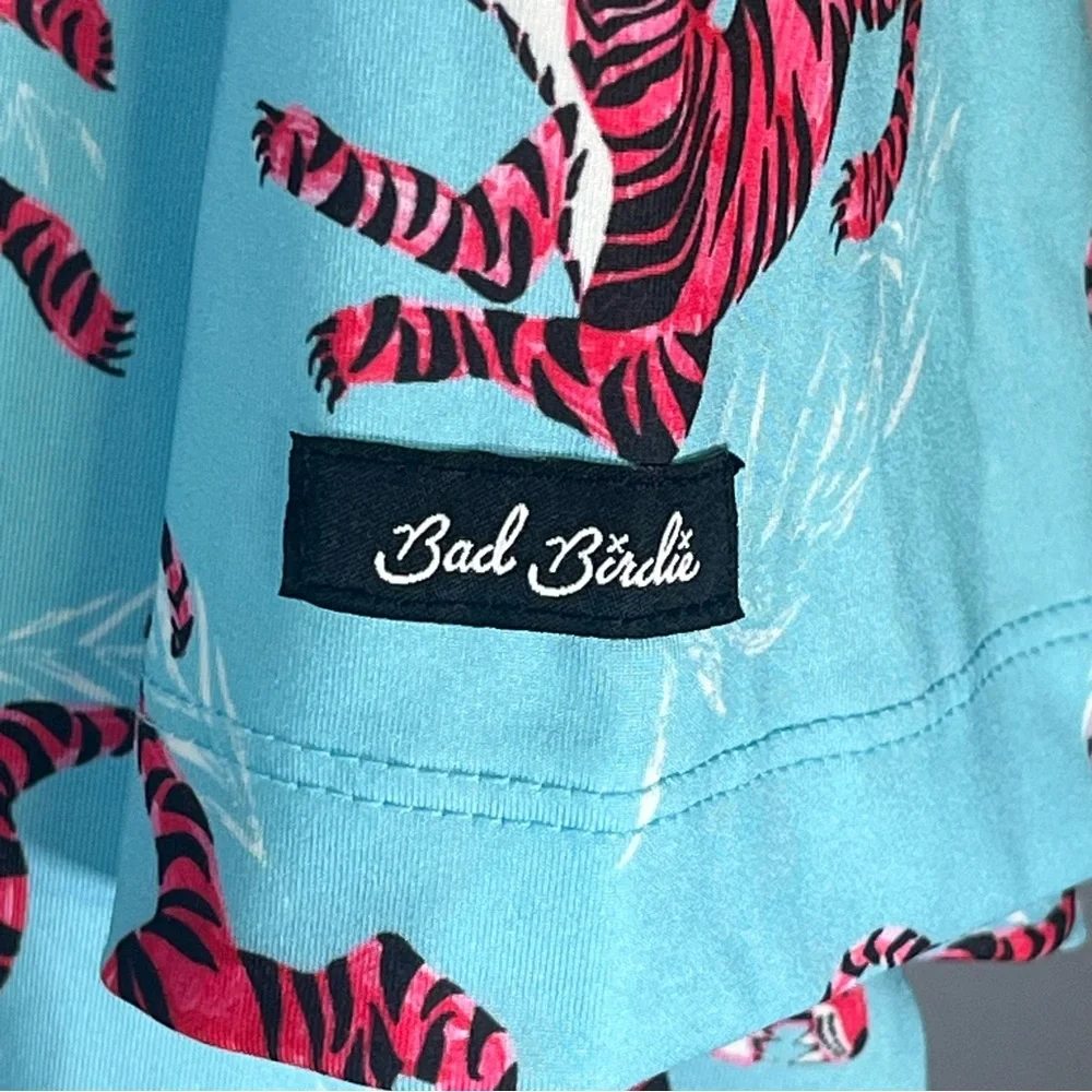 Bad Birdie Men's Tiger Watch Golf Polo Shirt Light Blue and‎ Red Size XL